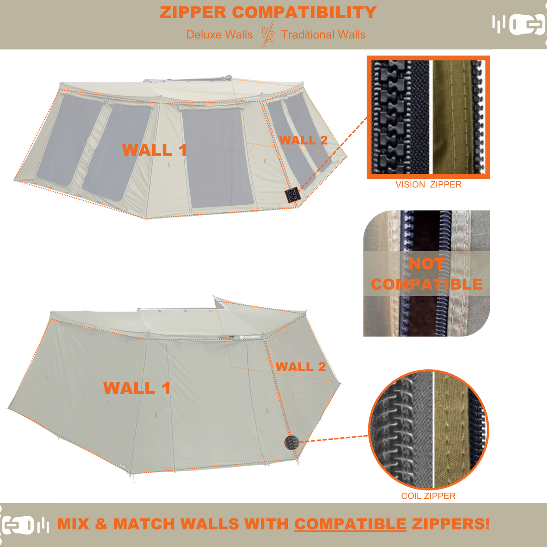 23ZERO Peregrine 270 Left 1.0 Wall Set (W1+W2 Fits 5 Arm Awnings) - Image 4