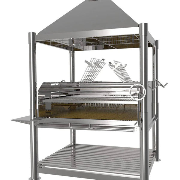 Tagwood BBQ XL Argentine Santa Maria Wood Fire & Charcoal Gaucho Grill all Stainless Steel