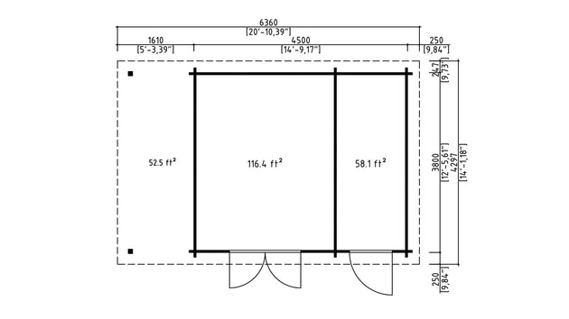 Gardenhouse 24 USA Garden Room Carin 44D SD - floor plan