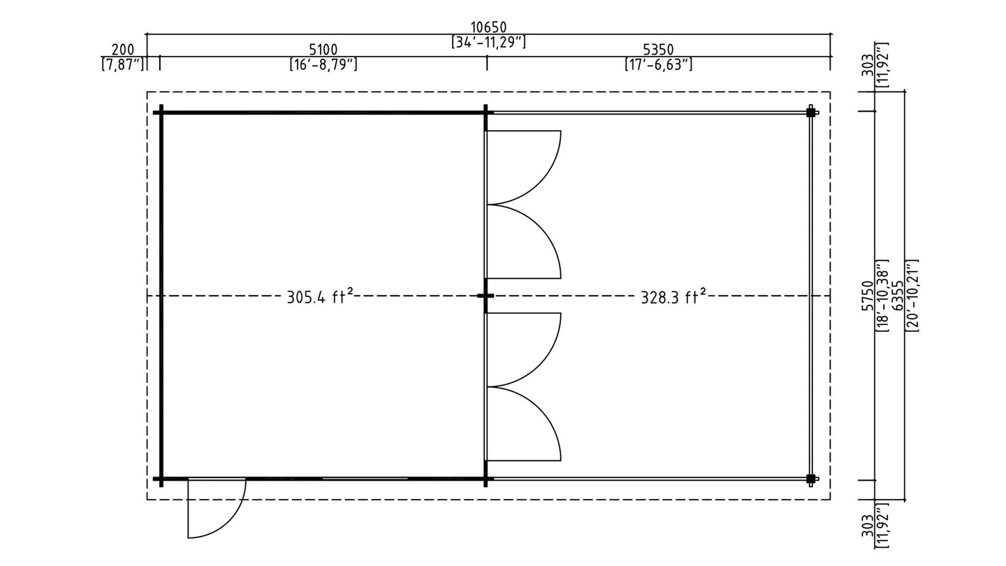 Gardenhouse 24 USA Double Garage and Carport Erki 44 - floor plan